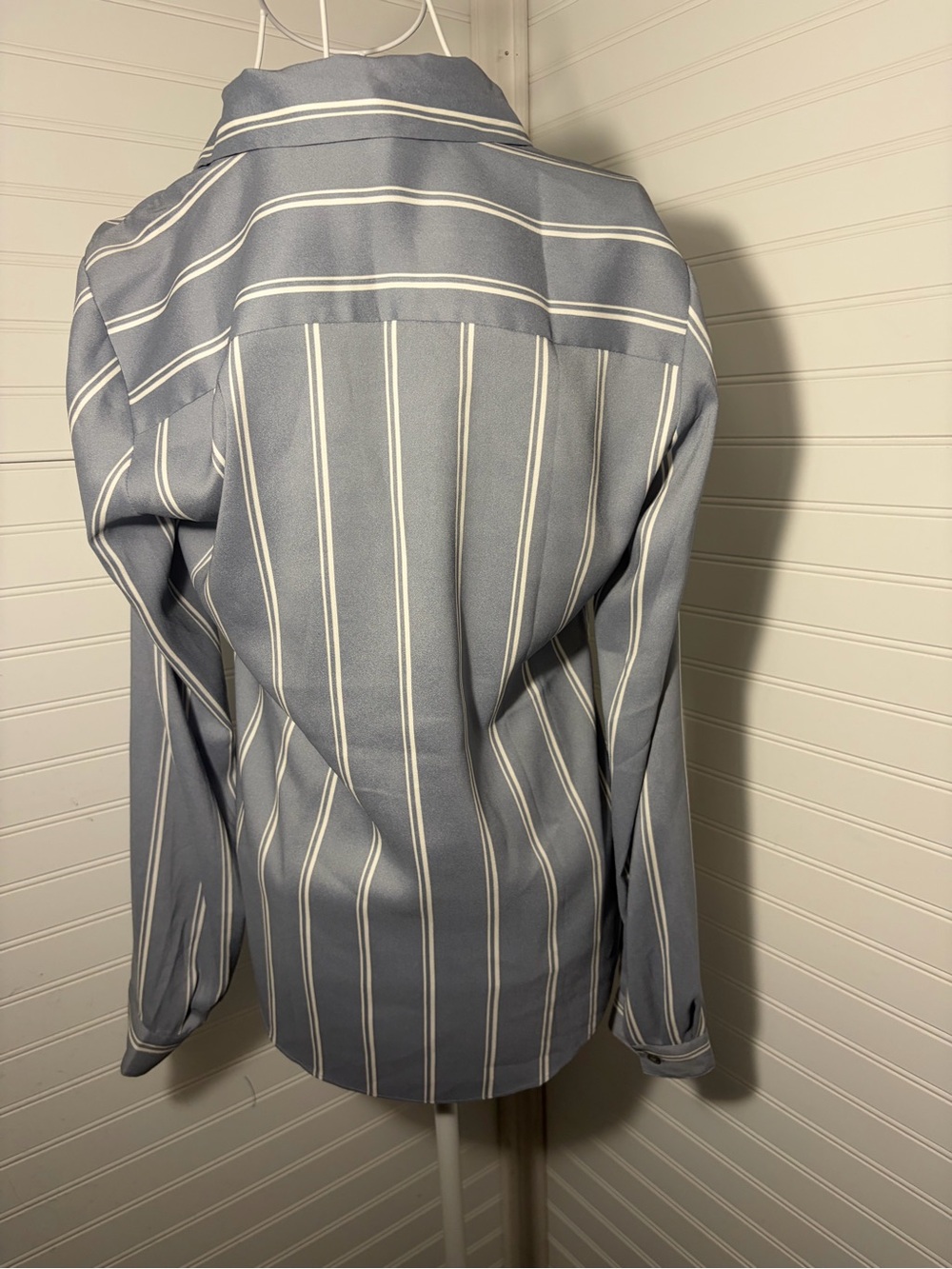 Ann Taylor Blue Stripe Button-Down Blouse - Picture 6 of 9